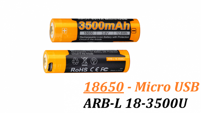 Fenix 18650 - 3500mAh - Micro-USB Rechargeable Battery - ARB-L 18-3500U