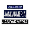 Emblemă "JANDARMERIA" spate, pe suport albastru royal și aplicare termică - 24x8 cm