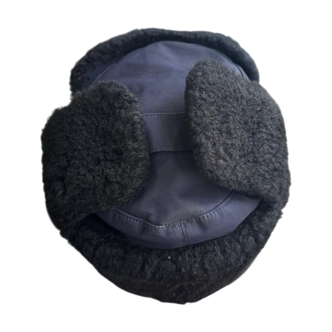 WINTER CAP FOR CADRES - SOVIET PERIOD - ROMANIAN ARMY MILITARY SURPLUS - NAVY BLUE WITH BLACK FUR - IN GOOD CONDITION