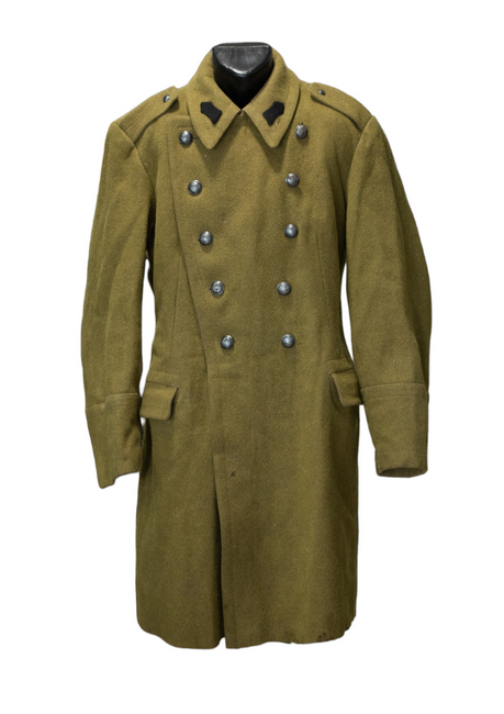 CLOTH TRENCH COAT - ROMANIAN MILITARY SURPLUS - OLIVE - LIKE NEW