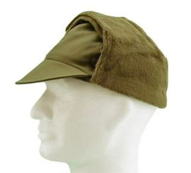 WINTER CAP - MILITARY SURPLUS FROM THE GERMAN ARMY, OD GREEN - USED