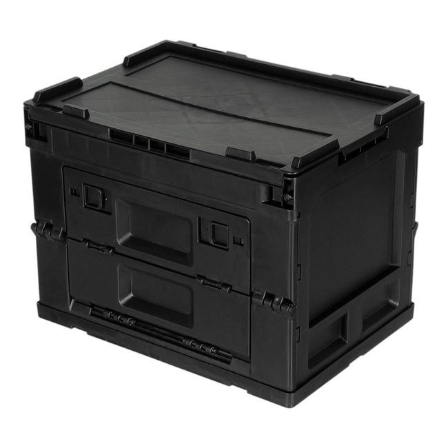 Foldable Plastic Storage Box with Hinged Lid - 20 L - Black - MFH