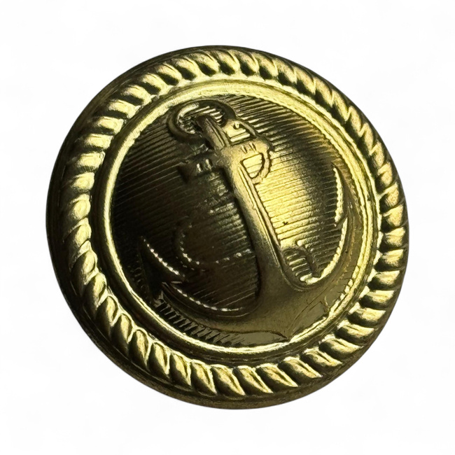 Metal Button - Navy Uniform - Romanian Naval Forces - 23 mm - Anchor Design - Gold - In Good Condition