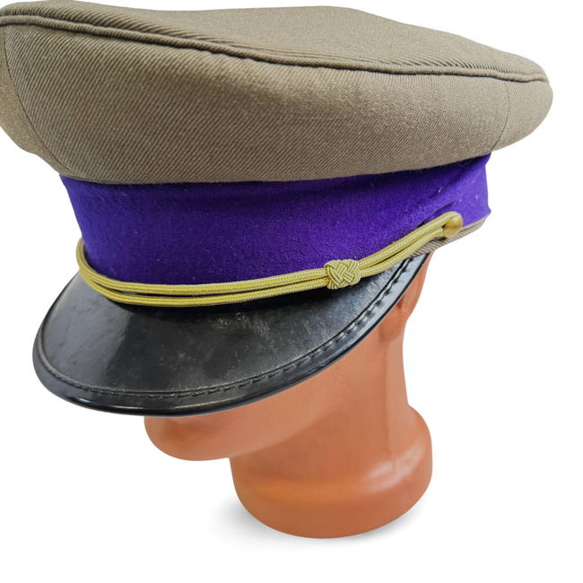 Non-Commissioned Officers Cap - Quartermaster - Ceremonial Model with Cord and Gold Embroidery - Romanian Army Military Surplus - Purple/OD Green - Good Condition