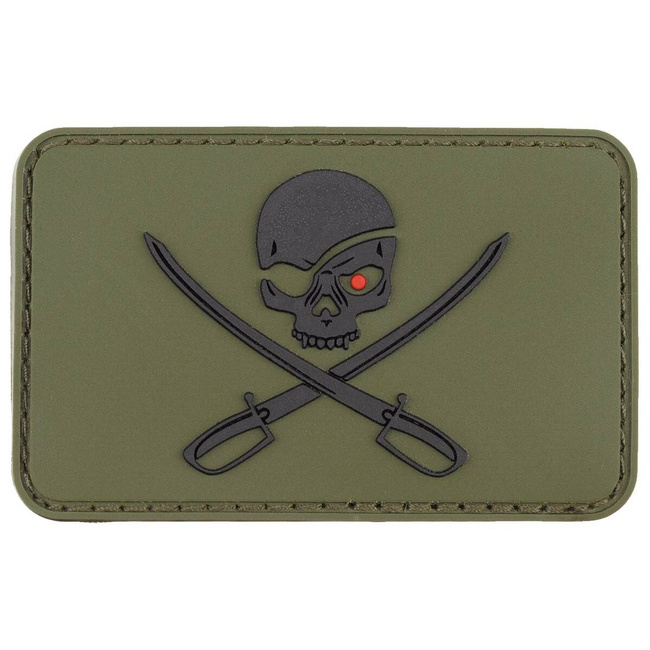 PATCH WITH HOOK AND LOOP ''SKULL WITH SWORDS'' 3D - OD GREEN - MFH