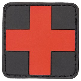 PATCH WITH HOOK AND LOOP ''FIRST-AID'' 3D - BLACK / RED - MFH