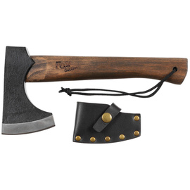 AXE - VIKING - WITH WOODEN HANDLE AND LEATHER SHEATH - FOX OUTDOOR - MFH