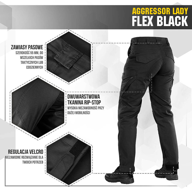 AGGRESSOR LADY FLEX TACTICAL TROUSERS, BLACK - M-TAC
