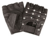 FINGERLESS BIKER GLOVES - LEATHER - WITH RIVETS - Mil-Tec® - BLACK