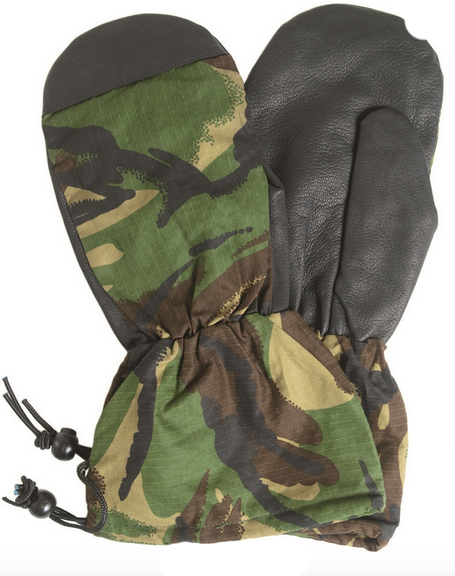 Brit.Camo/Leather Cover Mittens Like New