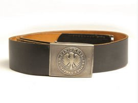 LEATHER BELT WITH BUCKLE AND LOCK - MILITARY SURPLUS GERMAN ARMY - USED