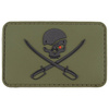 PATCH WITH HOOK AND LOOP ''SKULL WITH SWORDS'' 3D - OD GREEN - MFH