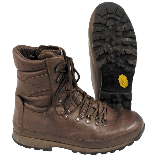 LEATHER COMBAT BOOTS - "ALT-BERG" - BROWN - GENUINE MILITARY SURPLUS BRITISH ARMY - USED