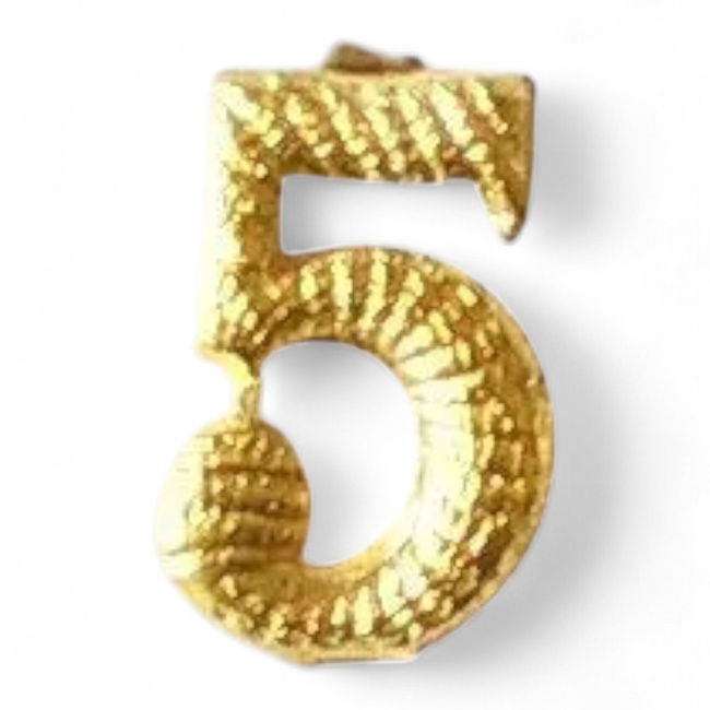 Metallic number - 5 - Golden - Hungarian Army Military Surplus - Like New