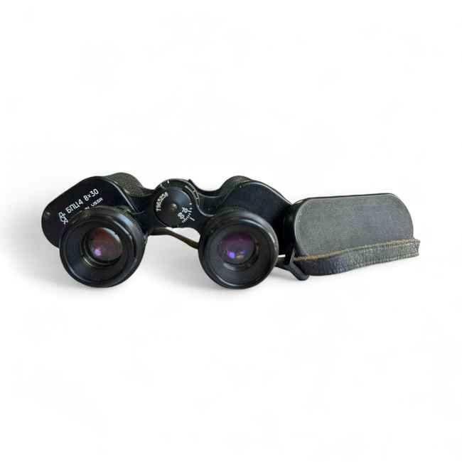 Vintage Binoculars with Neck Strap and Eyepiece Cover – БПЦ4 8x30 – USSR – Rare – Collectible – Military Surplus from the Romanian Army – In Good Condition