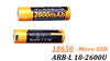 Fenix 18650 - 2600mAh - Micro-USB Rechargeable Battery - ARB-L 18-2600U
