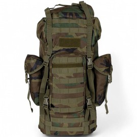 BACKPACK COMBAT BW - MOLLE - ALUMINUM ROD - 65 L - MFH - WOODLAND