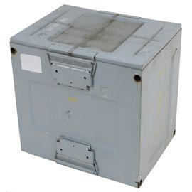 US transport box, metal, "Overbridge", grey, used, 60 x 48,5 x 59 cm
