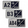 Blood group 0- badge embroidered on ultramarine with metallic thread - hook-and-loop application