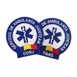 EMBLEMA AMBULANTA SAJ SPATE, CU APLICARE PRIN COASERE - GORJ