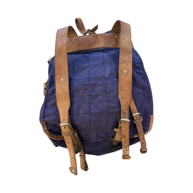 VINTAGE MILITARY RUCKSAK - COLD WAR ROMANIAN ARMY RARE SURPLUS - BLUE - USED