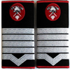 Grade maistru militar clasa I Pompieri ISU, IGSU, țesute pe suport textil din paspoal cusut, cu semn de arma metalic