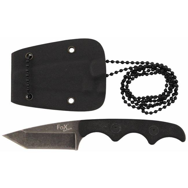 Knife, "Neck II", stonew., plastic sheath with chain