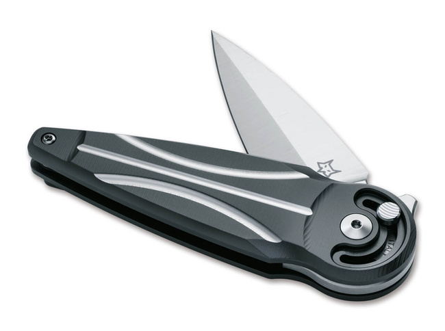 POCKET KNIFE - "SATURN TITANIUM" - Fox Knives® - BLACK - UNCOATED BLADE