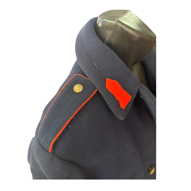 Navy blue wool coat with red epaulettes - Romanian military surplus - Used