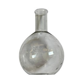 BOTTLE, BULB, LABORATORY BEAKER - MEDICAL CRUCIBLE - VINTAGE - 1980S - TRANSPARENT - ROMANIAN ARMY MILITARY SURPLUS - IN GOOD CONDITION