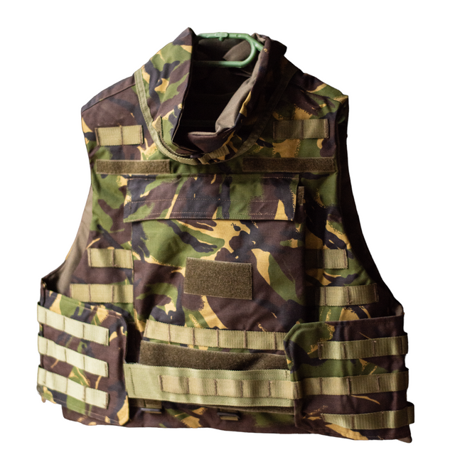MOLLE TACTICAL VEST - WITH LEVEL IIIA PROTECTIONS - CAMOUFLAGE DPM - MILITARY SURPLUS ROMANIAN ARMY - IN GOOD CONDITION