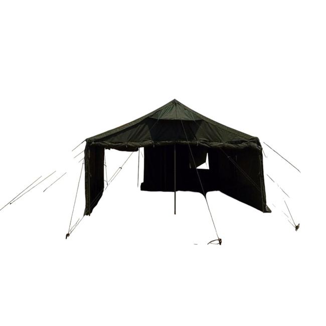 MILITARY TENT WITH METAL POLES - BRAZILIAN ARMY MILITARY SURPLUS - OLIVE GREEN - USED