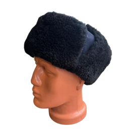 WINTER CAP FOR CADRES - SOVIET PERIOD - ROMANIAN ARMY MILITARY SURPLUS - NAVY BLUE WITH BLACK FUR - IN GOOD CONDITION