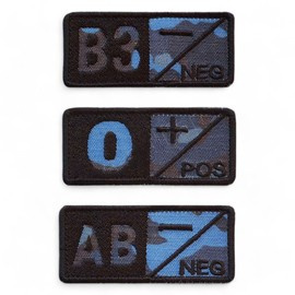 BLOOD GROUP AB+ badge embroidered on combat naval forces (navy) with black thread - hook and loop application - 7 x 3,5 cm