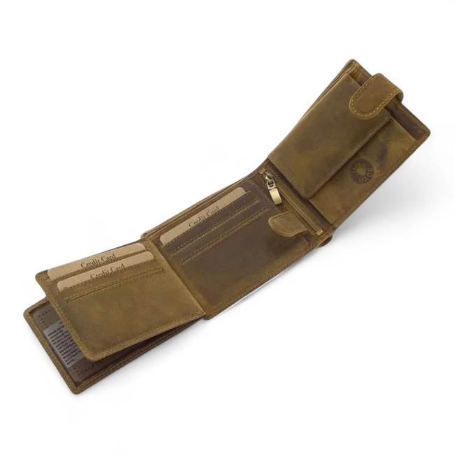 Leather Wallet for Hunters with Print - Pheasant - Brown - GreenDeed