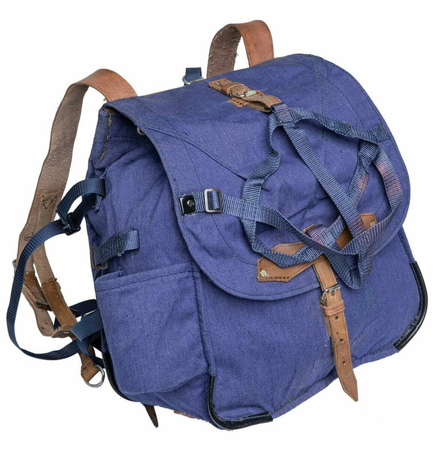 VINTAGE MILITARY RUCKSAK - COLD WAR ROMANIAN ARMY RARE SURPLUS - BLUE - LIKE NEW 