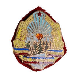 BADGE SOCIALIST REPUBLIC OF ROMANIA - COAT OF ARMS - 1970 - ROMANIAN ARMY MILITARY SURPLUS - IN GOOD CONDITION