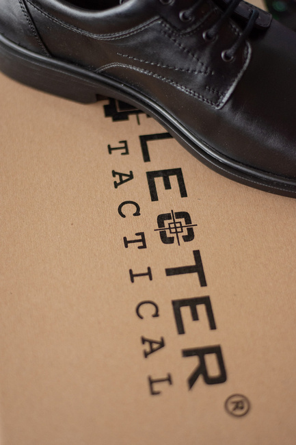 Black leather Shoes Police