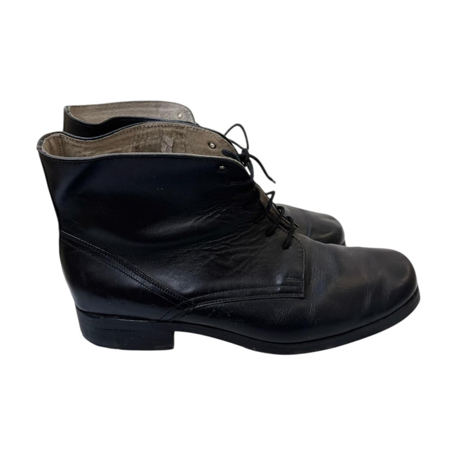 Leather Lace-Up Boots - Romanian Army Military Surplus - Black - In Good Condition