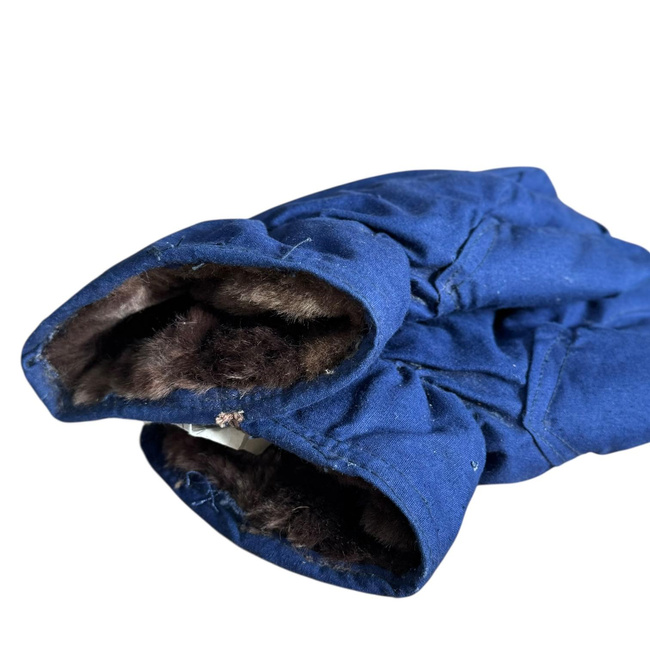 Insulated Protective Gloves Made from Military Tarpaulin Material, 3-Finger Design - Romanian Army Military Surplus - Dark Blue - In Good Condition