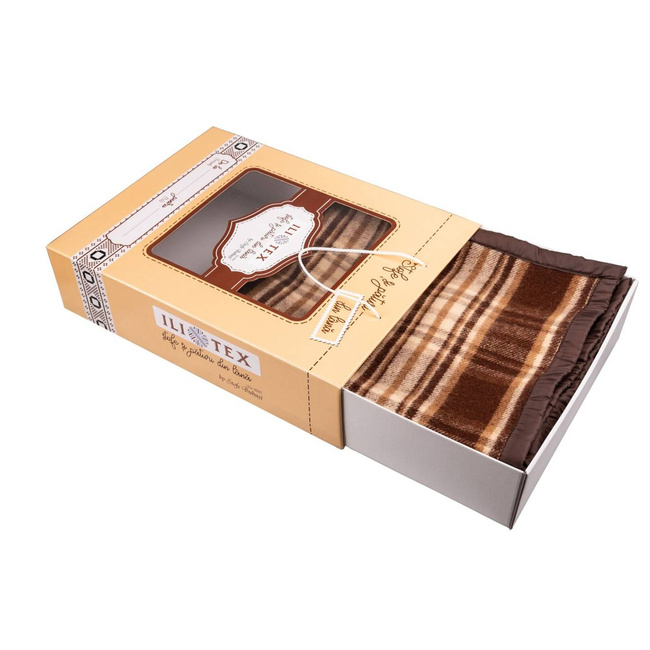 Romanian wool blanket, 150x200 cm, brown/beige/cream premium