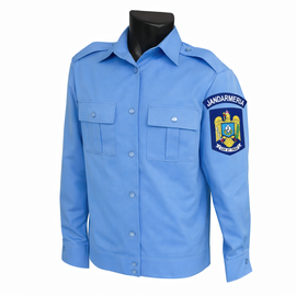 LONG-SLEEVED BLOUSE SHIRT WITH LONG SLEEVES, POCKETS, EPAULETS AND HEM BAND - MEN - BLUE - JANDARMERIA IJJ