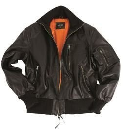 GERMAN LEATHER FLIGHT JACKET - Mil-Tec® - BLACK