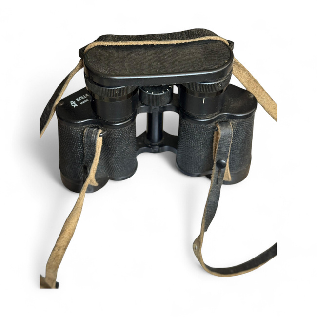 Vintage Binoculars with Neck Strap and Eyepiece Cover – БПЦ4 8x30 – USSR – Rare – Collectible – Military Surplus from the Romanian Army – In Good Condition