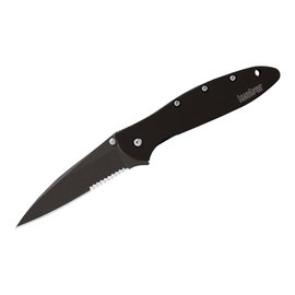 KNIFE WITH ASSISTED OPENER LEEK BLACK SERRATED - KERSHAW