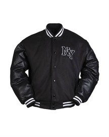 BASEBALL JACKET WITH NY PATCH - BLACK - MILTEC