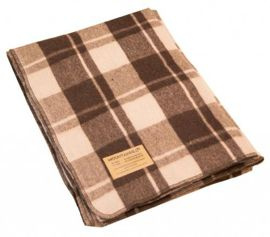 WOOL BLANKET - BROWN CHECKERED