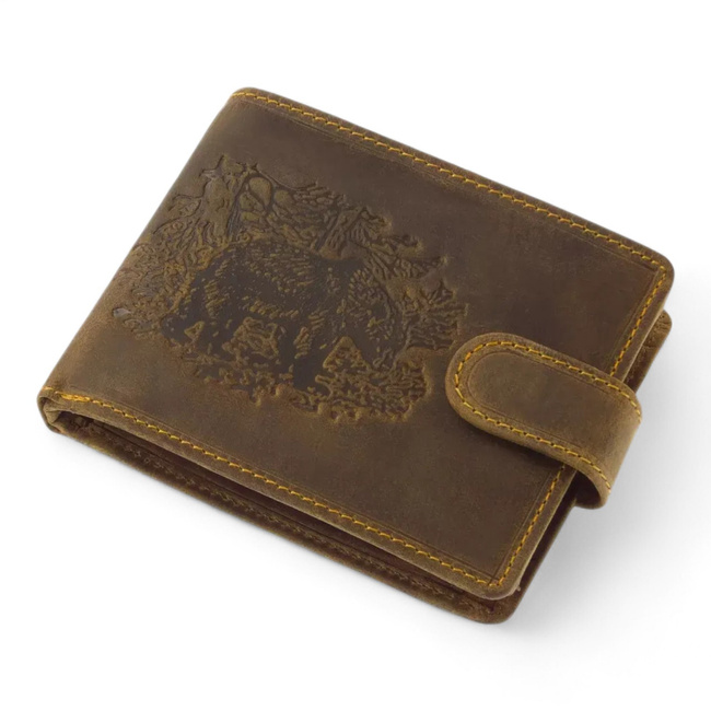Leather Wallet for Hunters with Print - Bear - GreenDeed