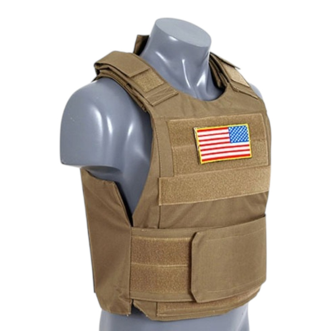 Standard Tactical Vest with Soft Dummy Ballistic Inserts - Delta Soft Body Armor - Tan - 8FIELDS