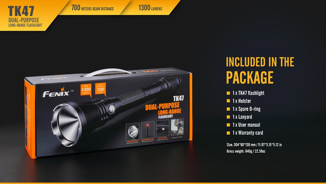 Flashlight Fenix TK47, water resistant